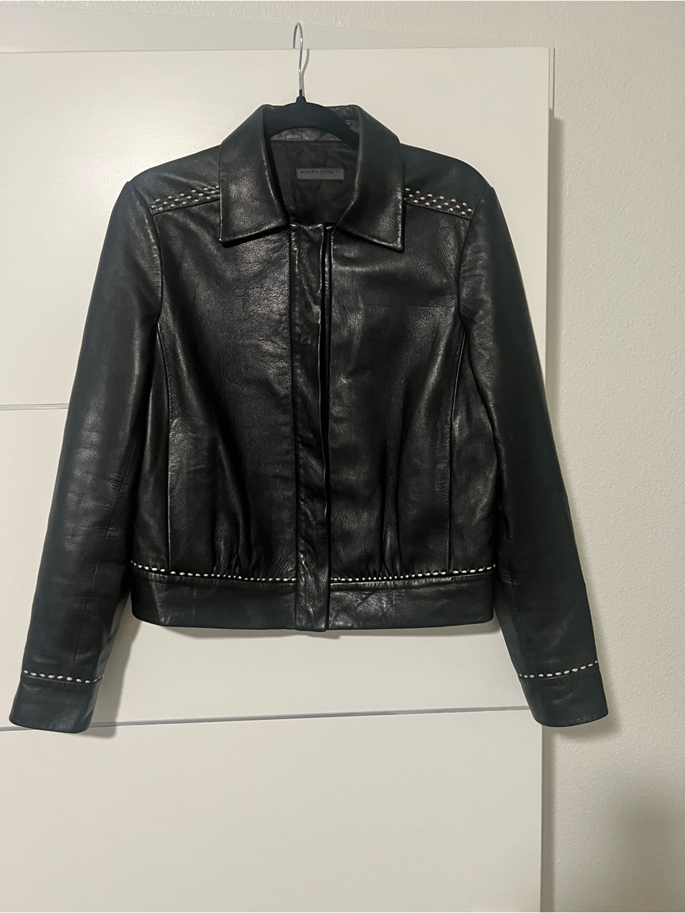 Alberta Ferretti Black Leather Stud-Accent Jacket